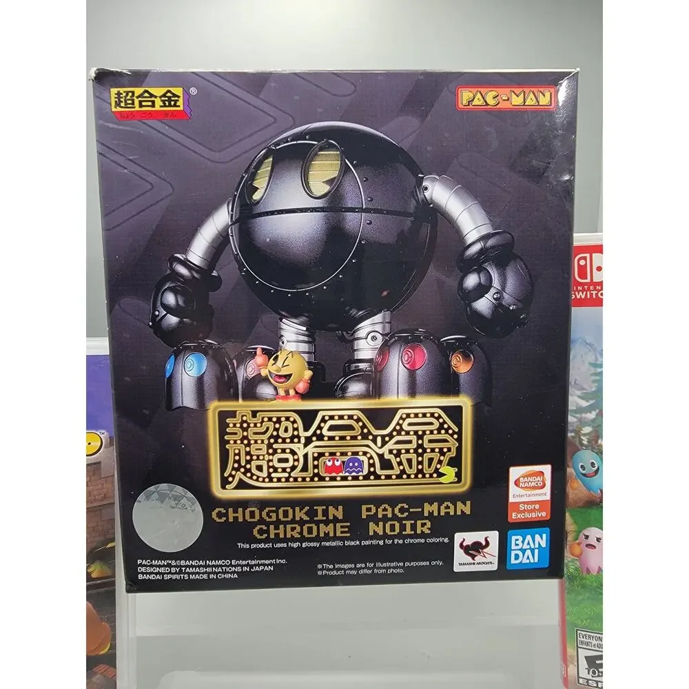 Pac-Man Bandai Namco Chrome Noir Chogokin With 2 Switch Pac-Man World Re-PAC 1&2